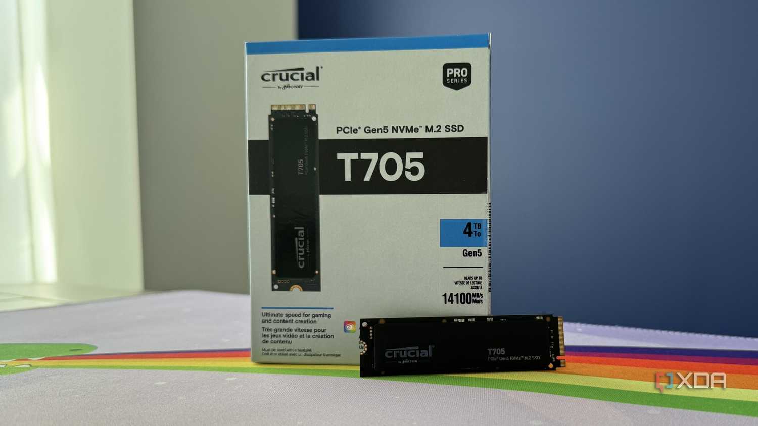 crucial t705 ssd in front of its box