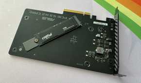crucial t705 ssd mounted on a pcie adapter card