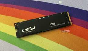 crucial t705 ssd on a rainbow deskmat
