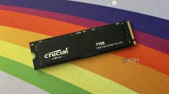crucial t705 ssd on a rainbow deskmat