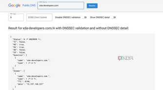 DNS lookup for XDA on Google's public DNS Jun 6 2024