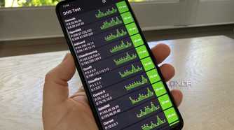 DNS Test app on Android showing DNS speed