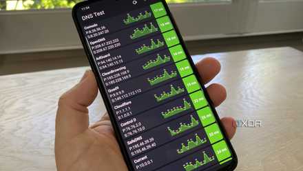 DNS Test app on Android showing DNS speed