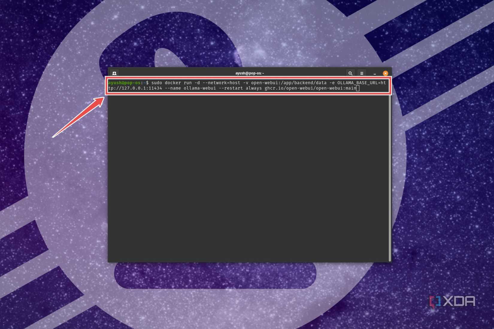 The procedure to create a Docker container for Open Web UI in Linux
