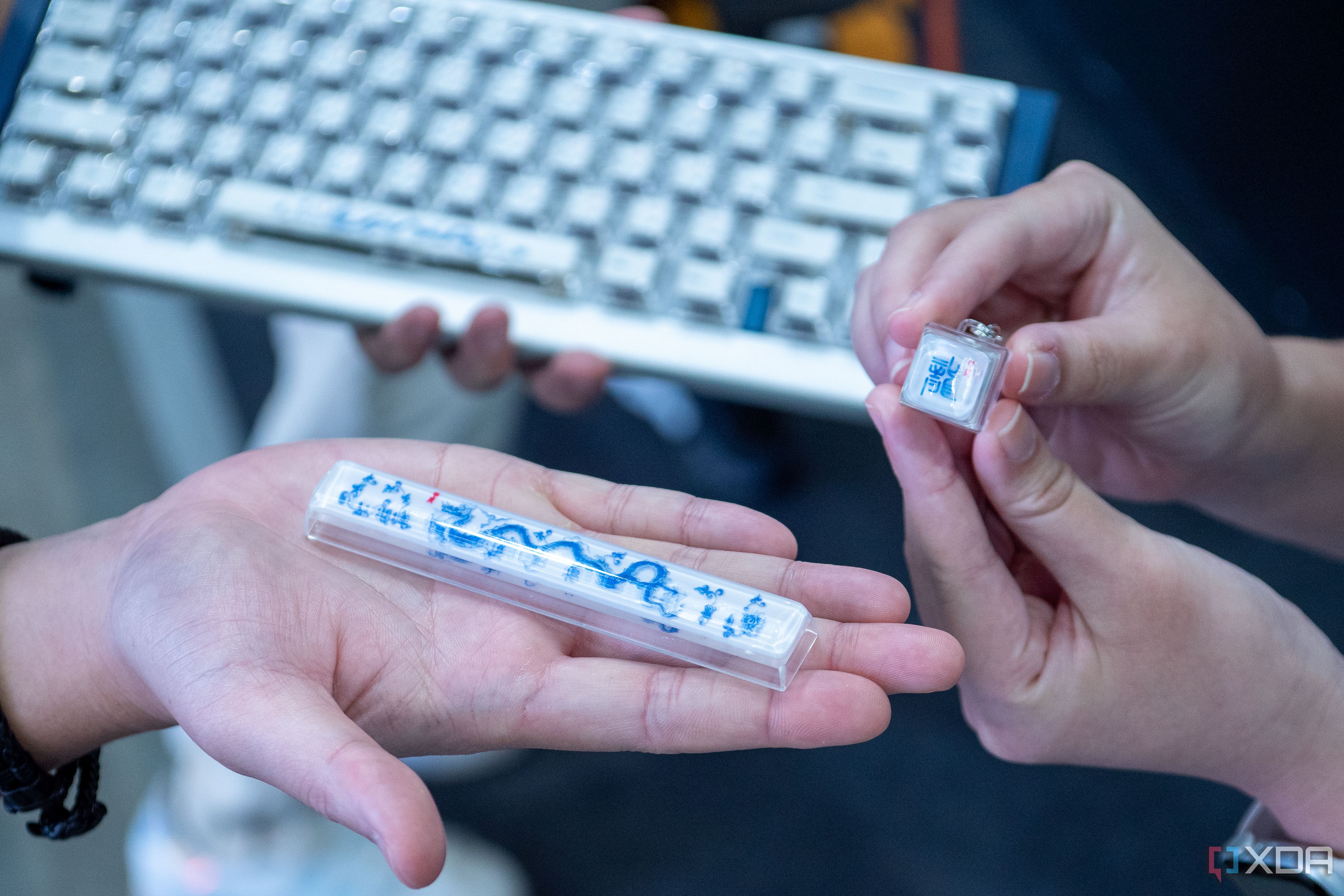 A spare space bar and keys from the Ducky Year of the Dragon Edition keyboard
