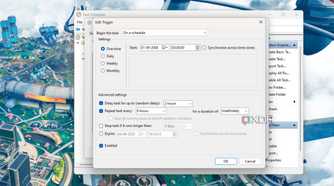 A screenshot showing the edit trigger window in Windows Task Scheduler.