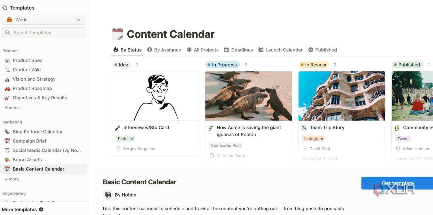 Notion templates library