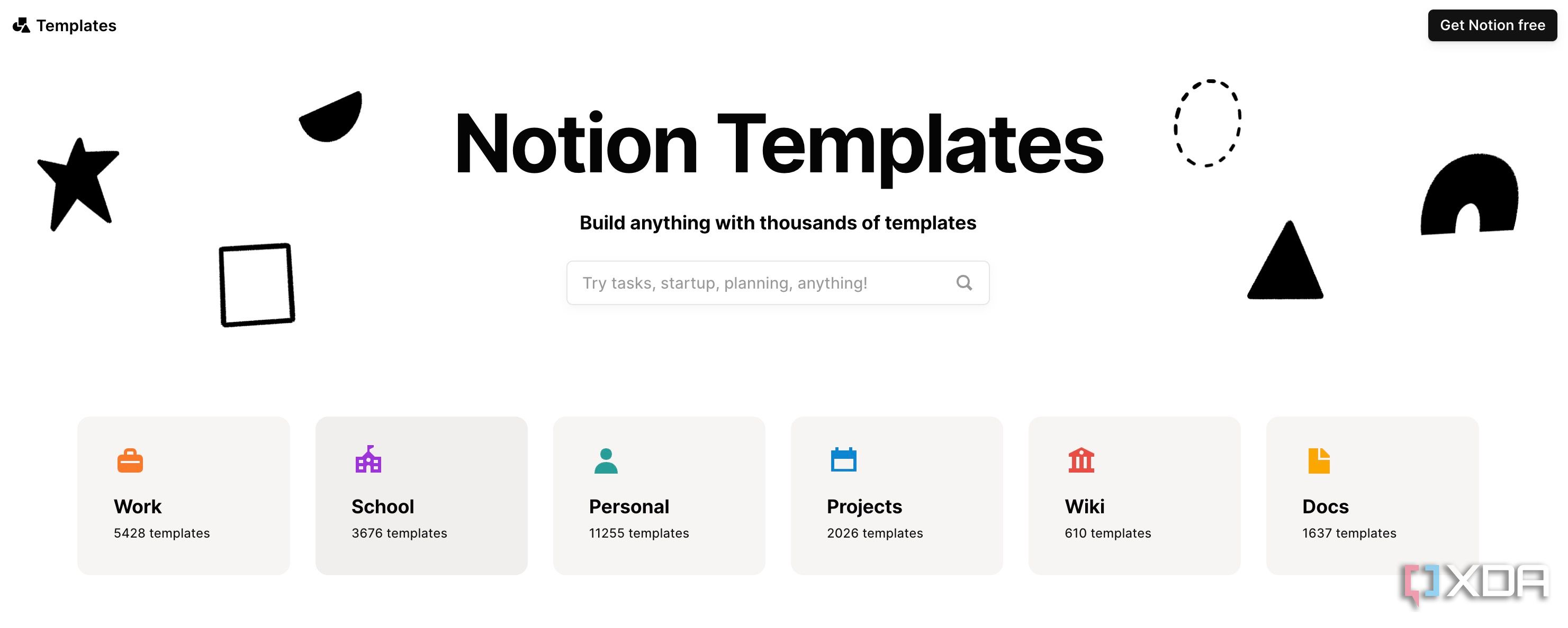 Notion templates library