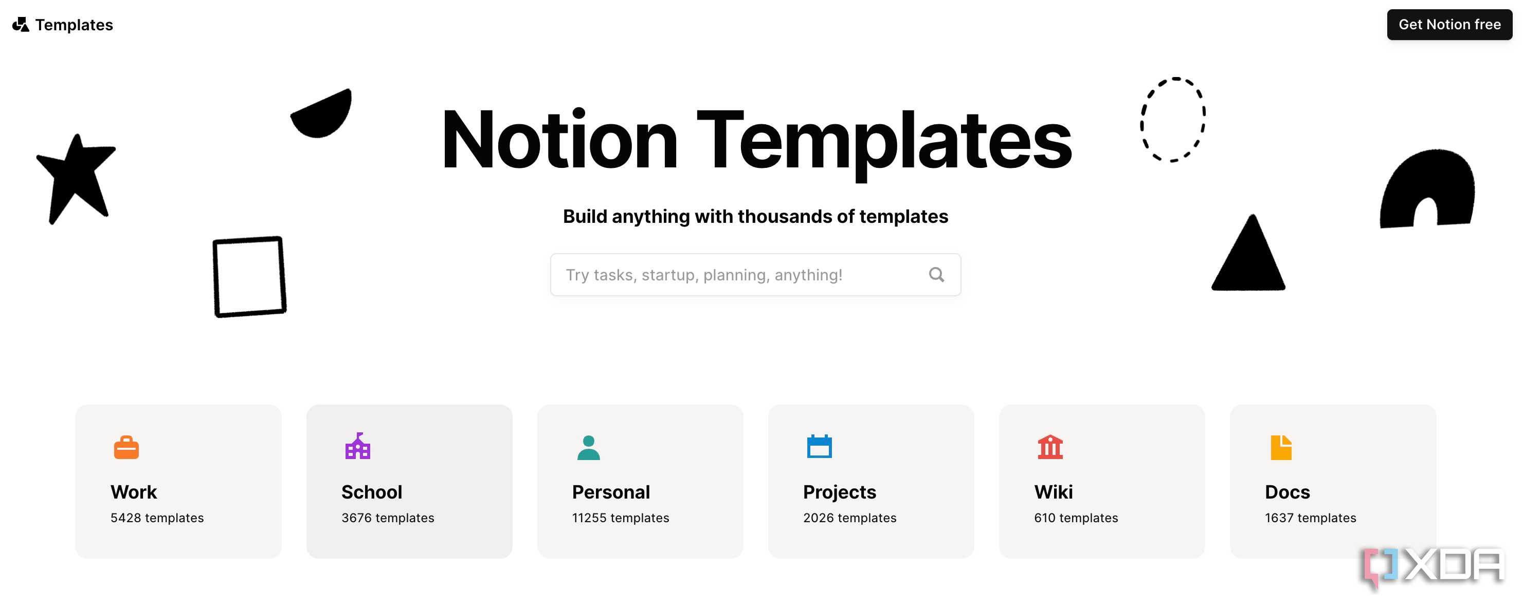 Notion templates library