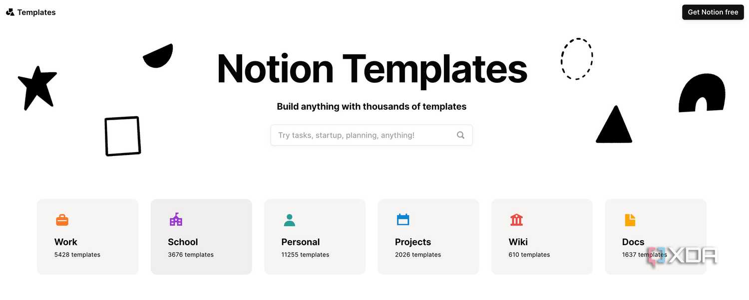 Notion templates library