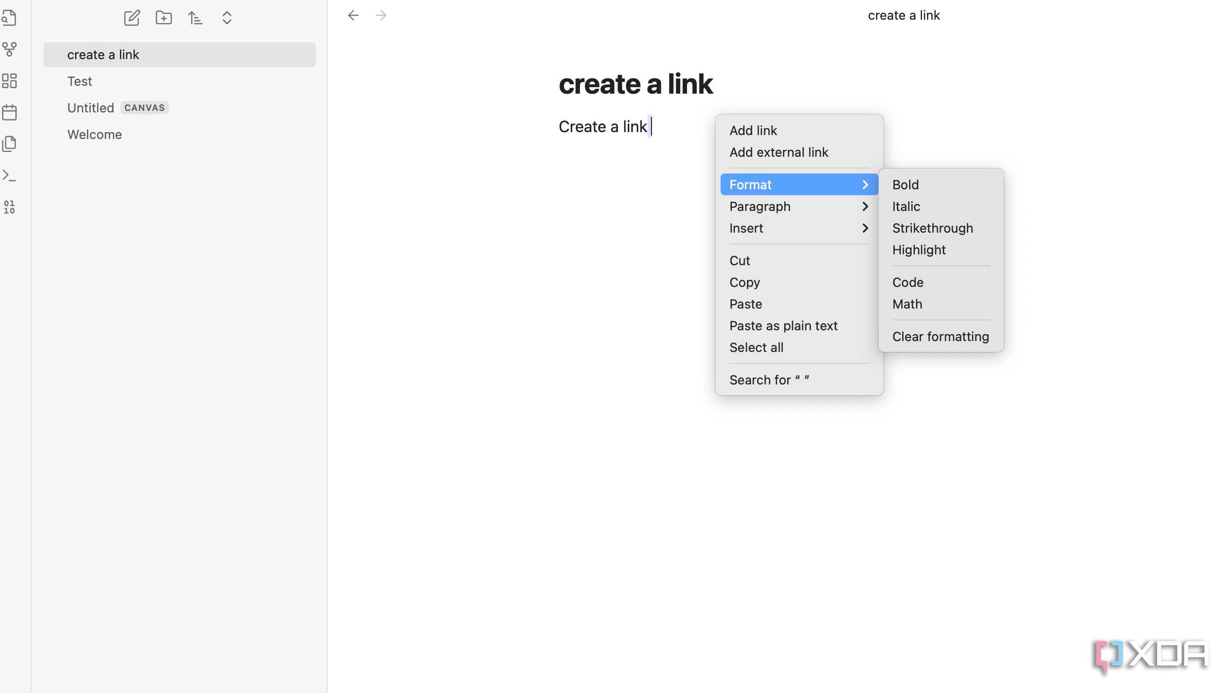 A screenshot showing Obsidian editor