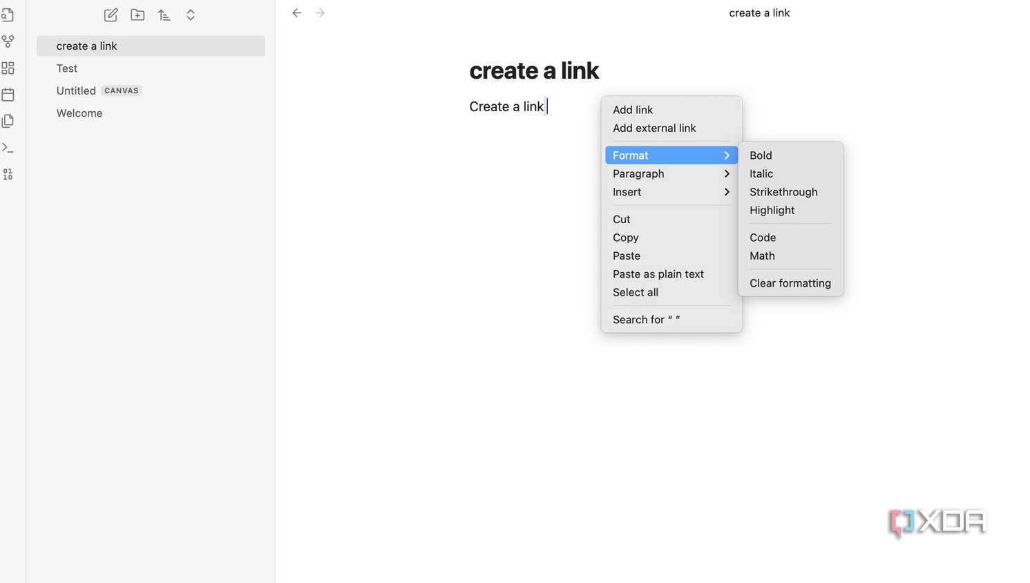 A screenshot showing Obsidian editor