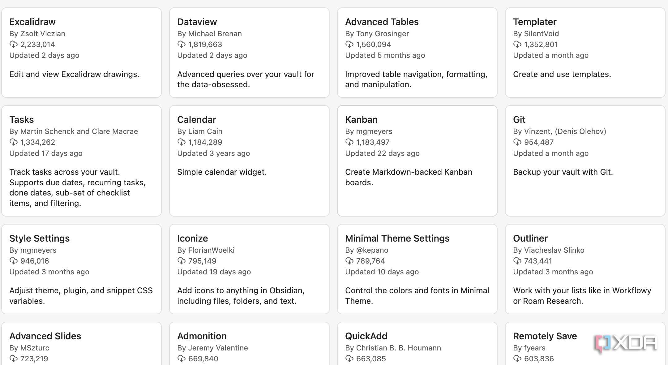 A screenshot showing Obsidian Plugins