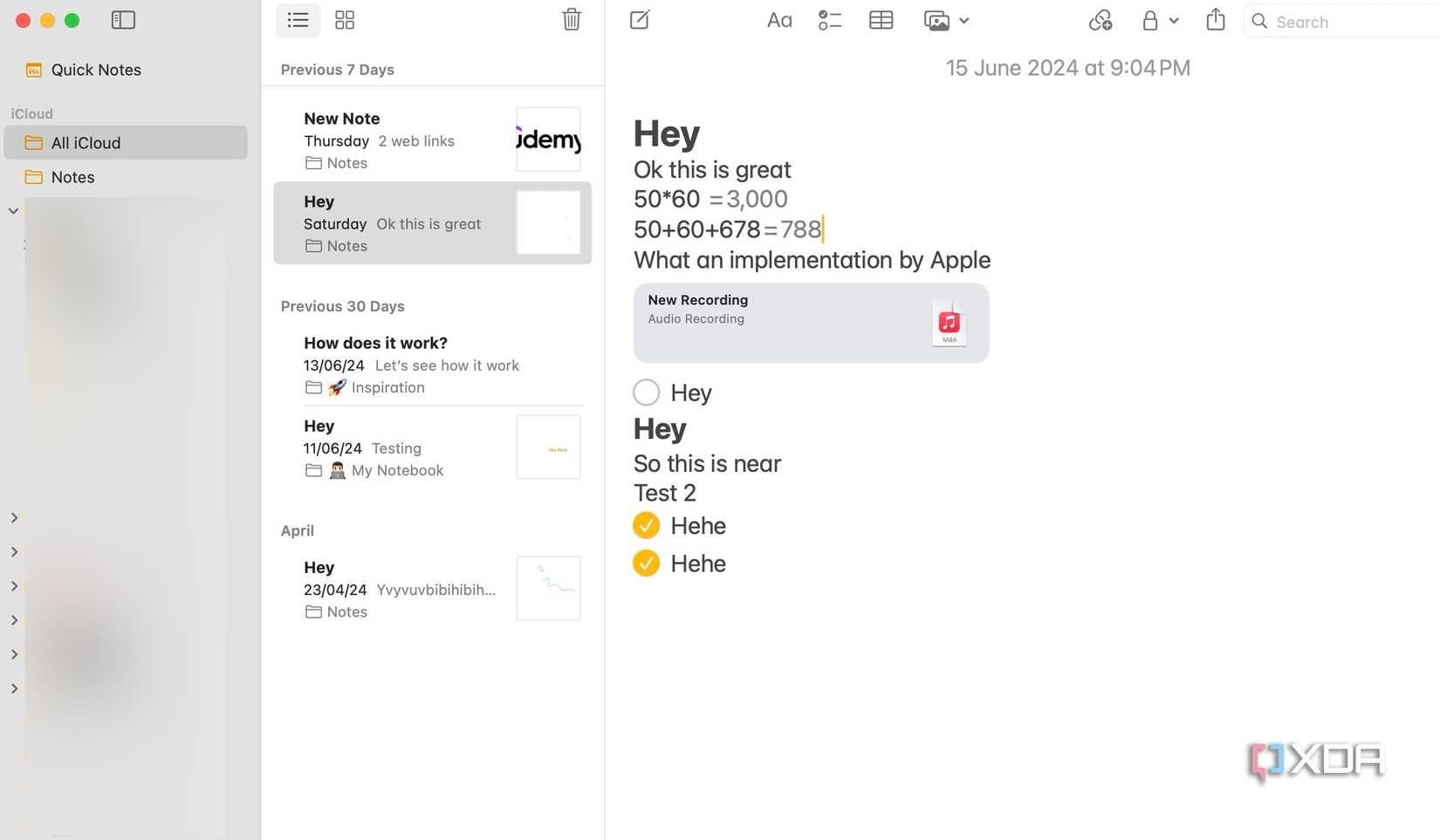 A screenshot showing Notes app