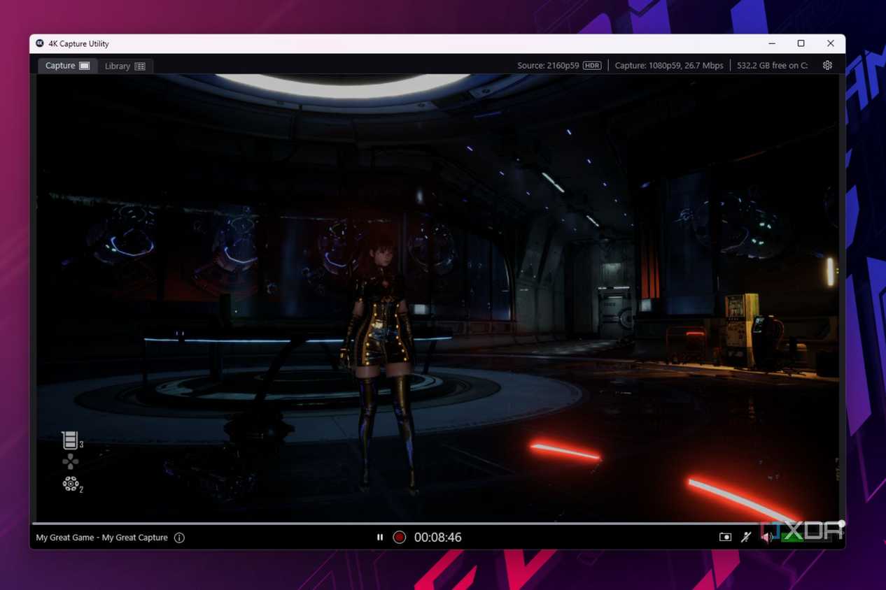 A screenshot showing Elgato Capture Utility showing Stellar Blade footage from a PS5.