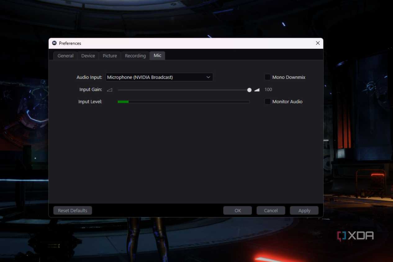 A screenshot showing the mic settings within the Elgato Capture Utility.