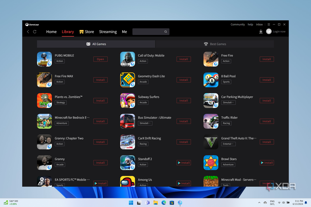 Screenshot of the Gameloop library page