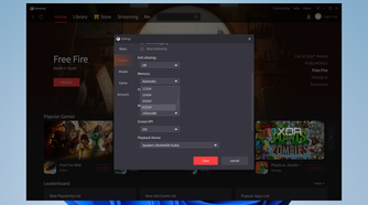 Screenshot of the Gameloop settings for performance