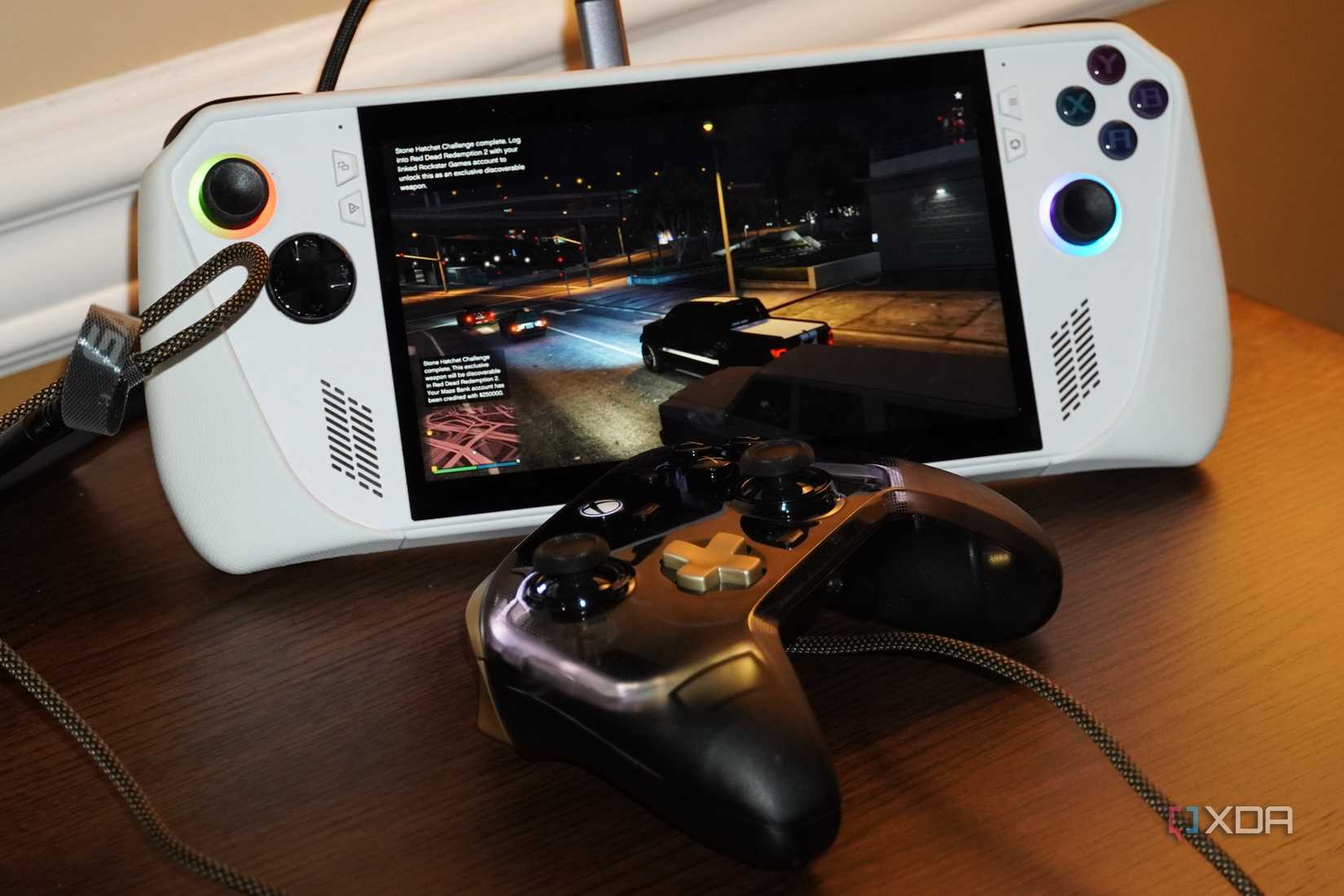 The GameSir Kaleid Flux connected to an ROG Ally.