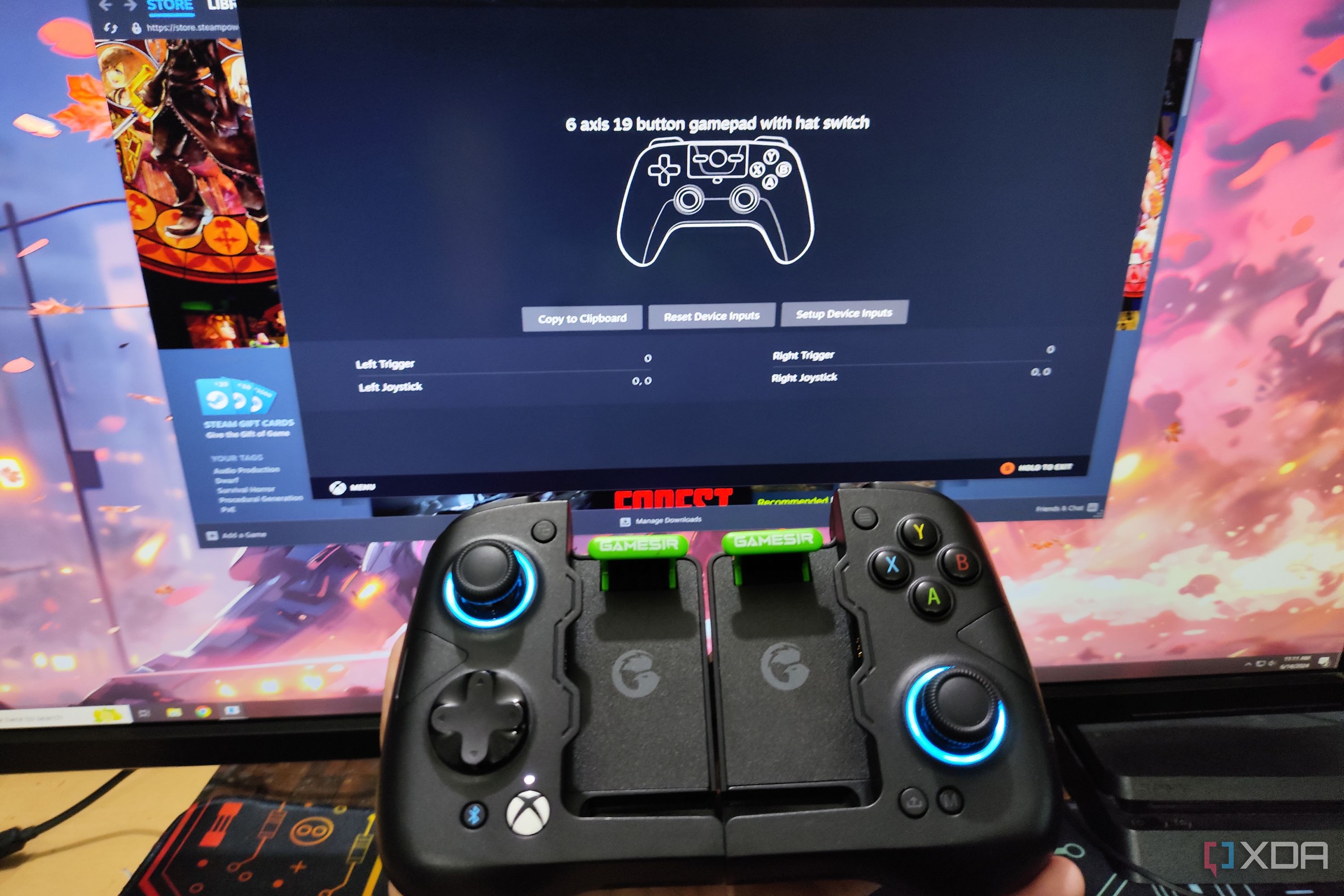 The GameSir X4 Aileron controller paired to a PC via the Steam app