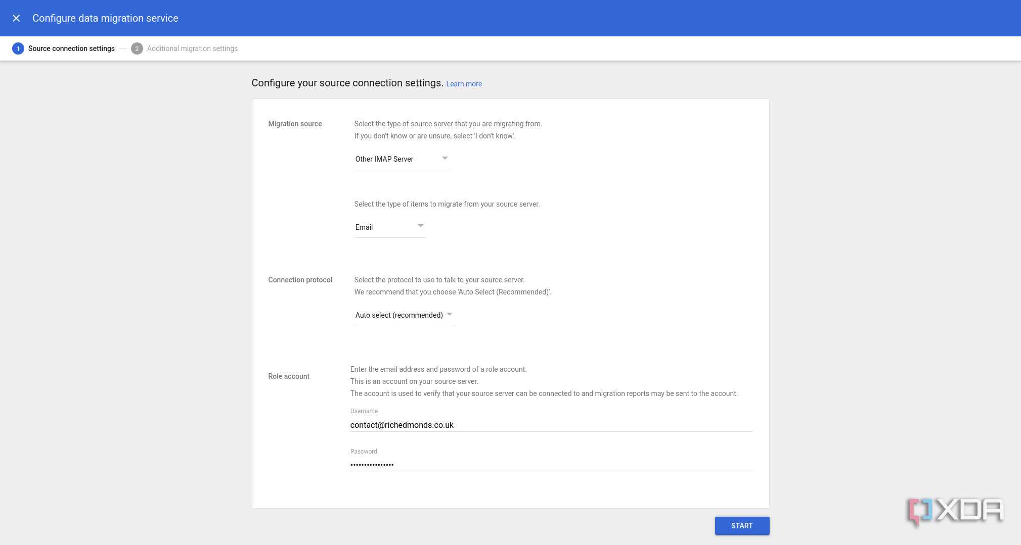 Migrating IMAP email account to Google Workspace