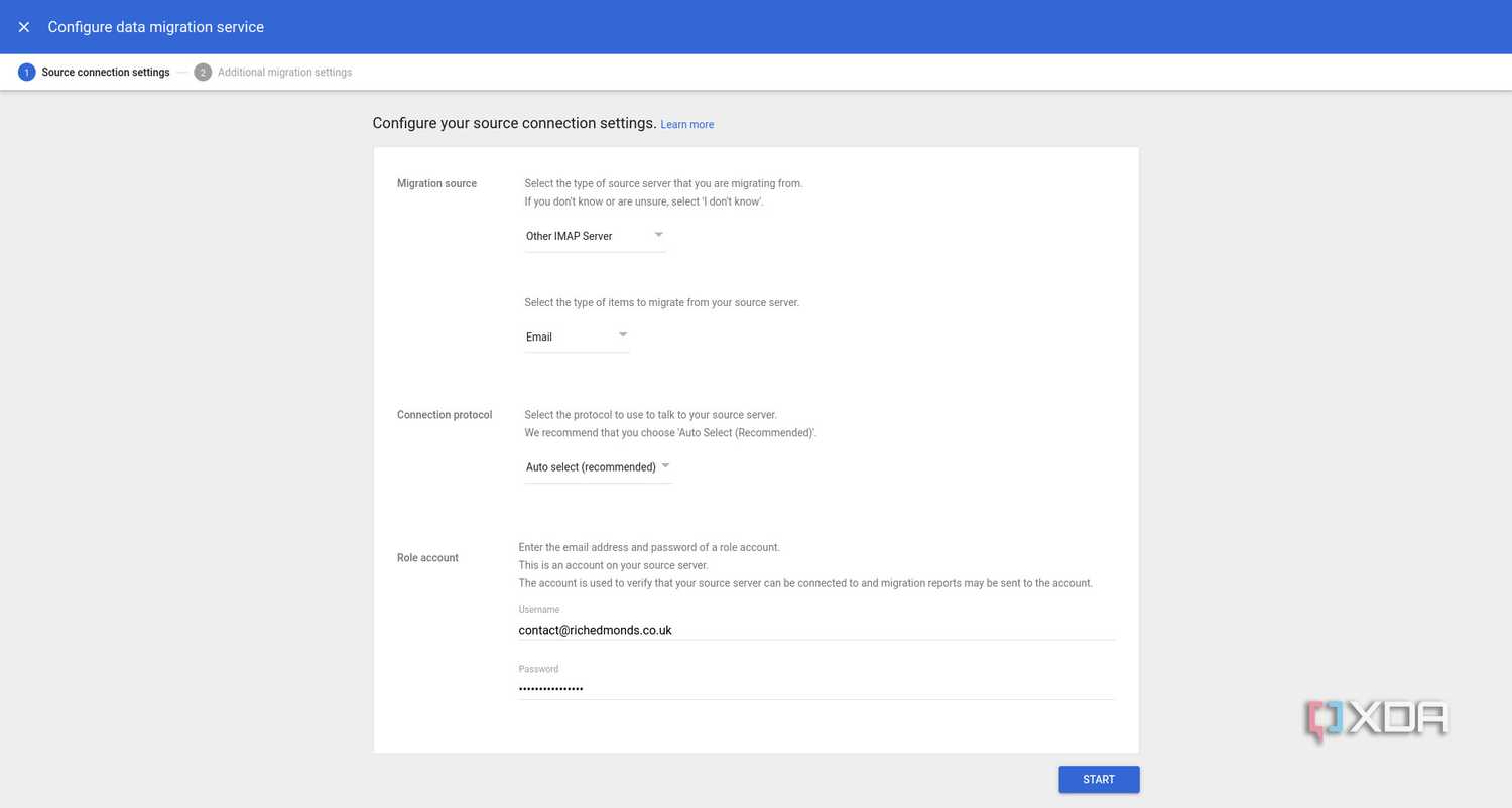 Migrating IMAP email account to Google Workspace