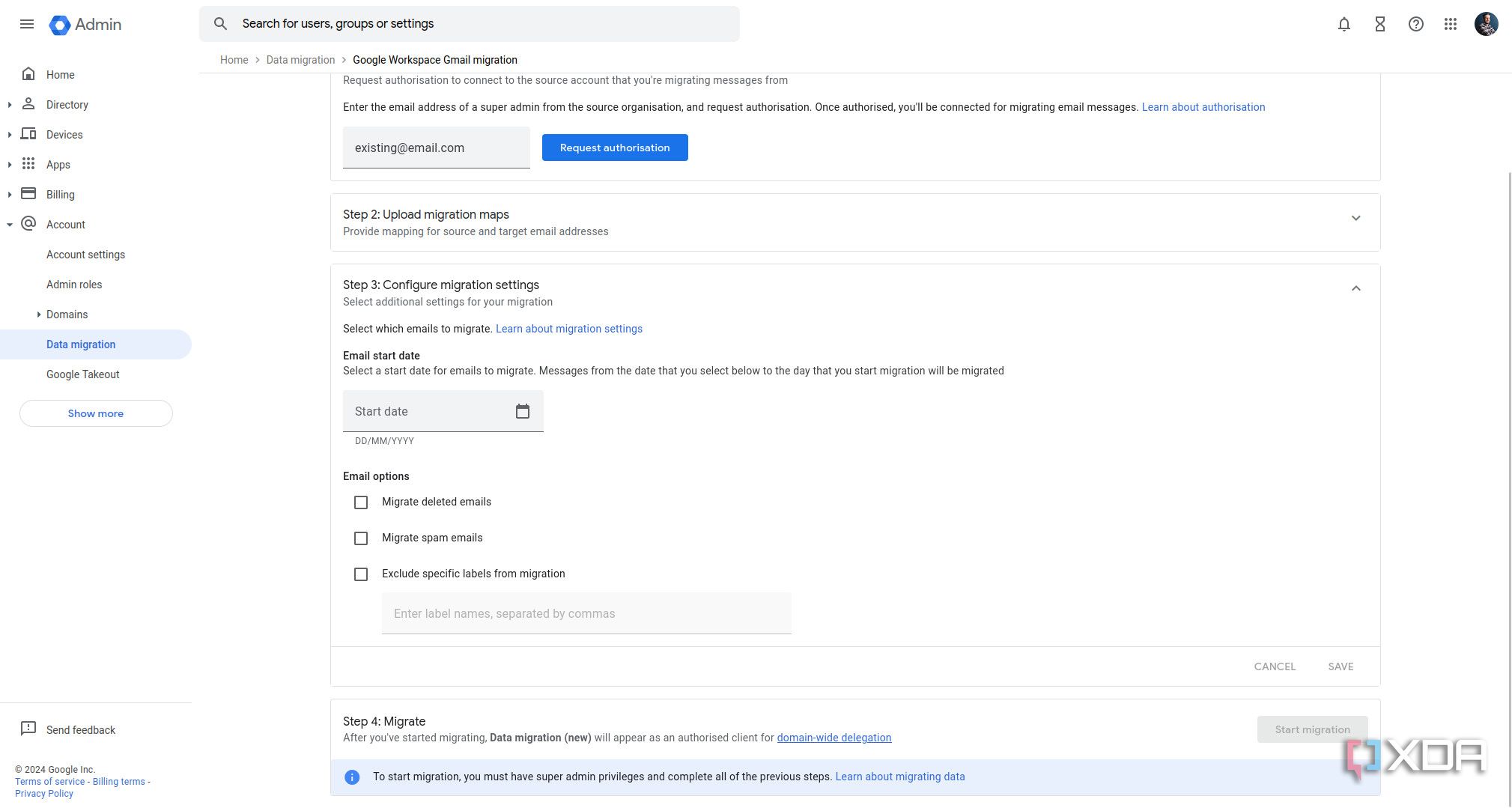 Migrating email accounts to Google Workspace