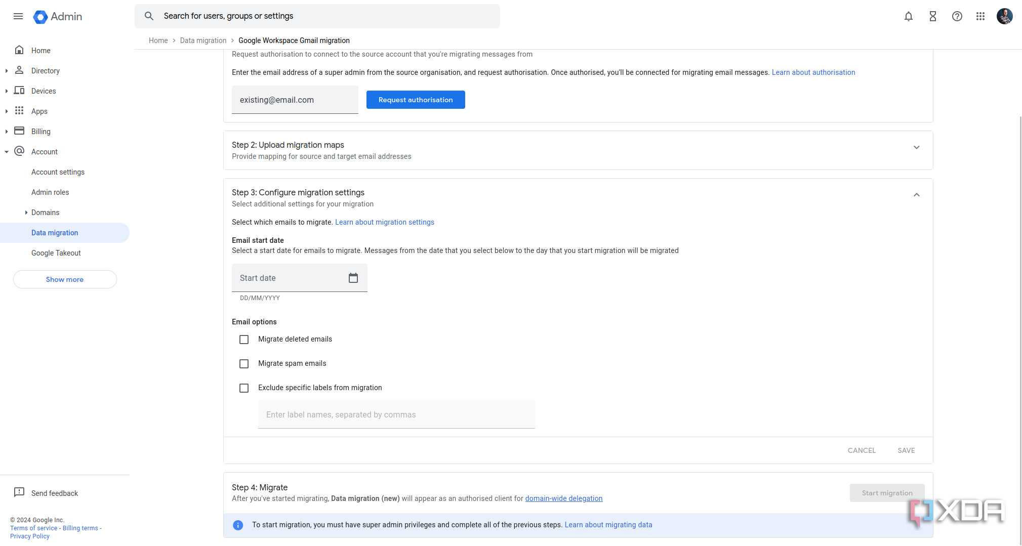Migrating email accounts to Google Workspace