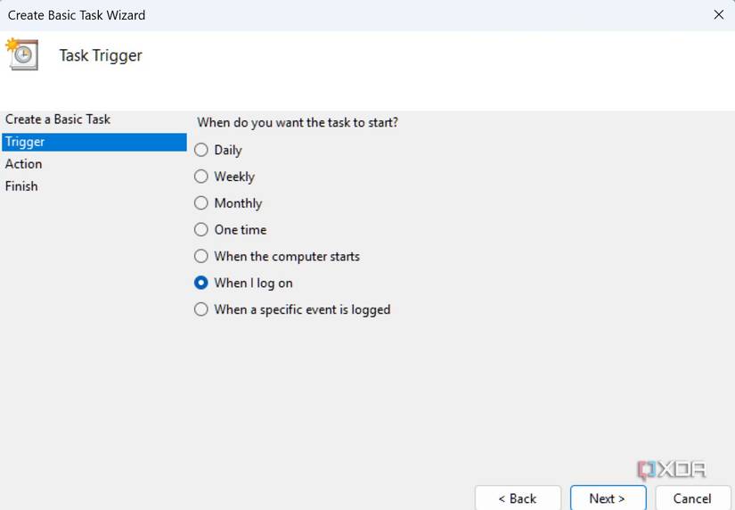 A screenshot showing task condition