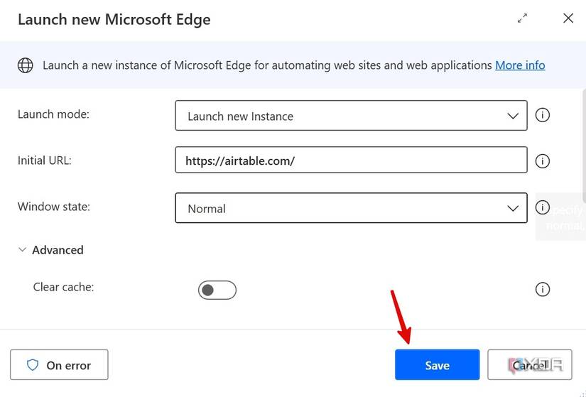 A screenshot showing Edge action on Windows
