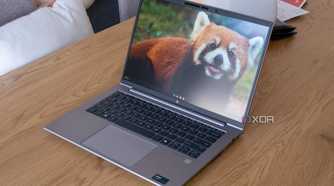 Angled view of the HP ZBook Firefly 14 G11 showing the Windows 11 desktop