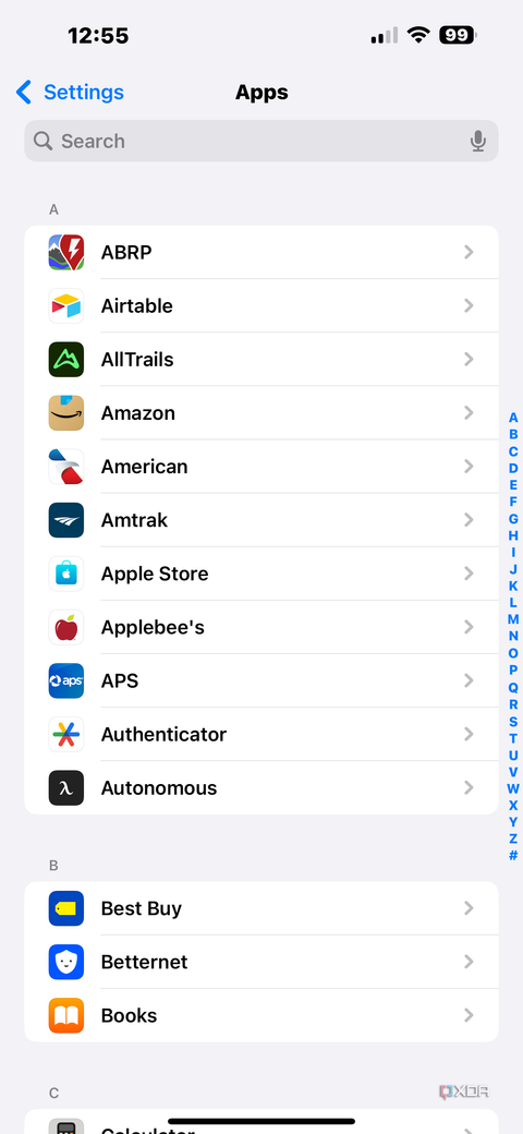 The new iOS 18 Settings app list.