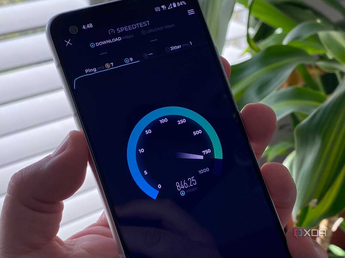 Internet speed test on Galaxy phone home internet