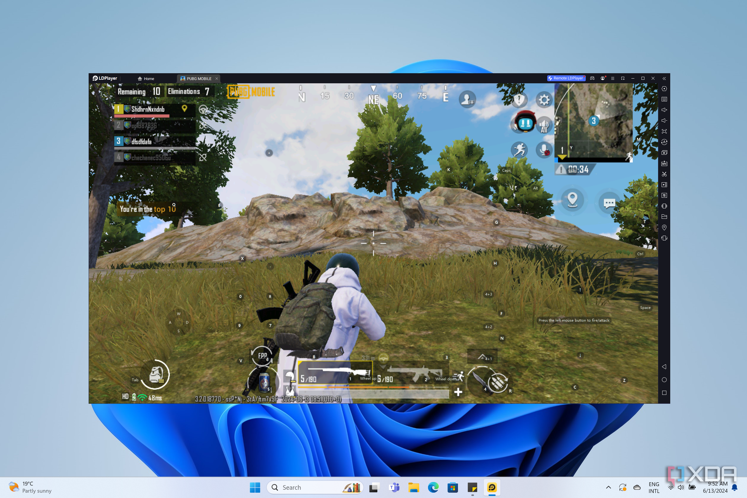 Screenshot of LDPlayer running PUBG Mobile