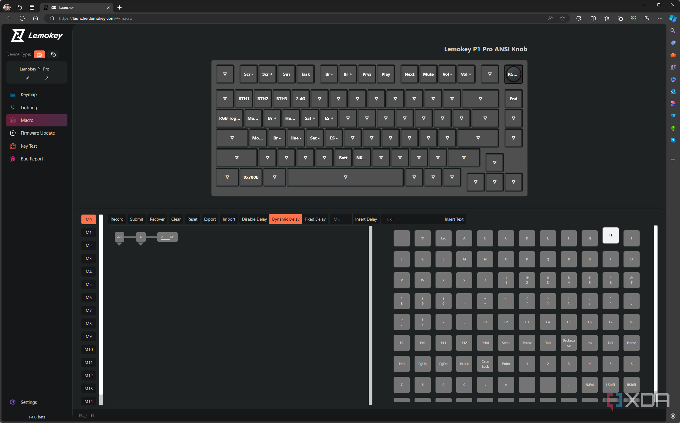 Macro creation in the Lemokey Launcher software