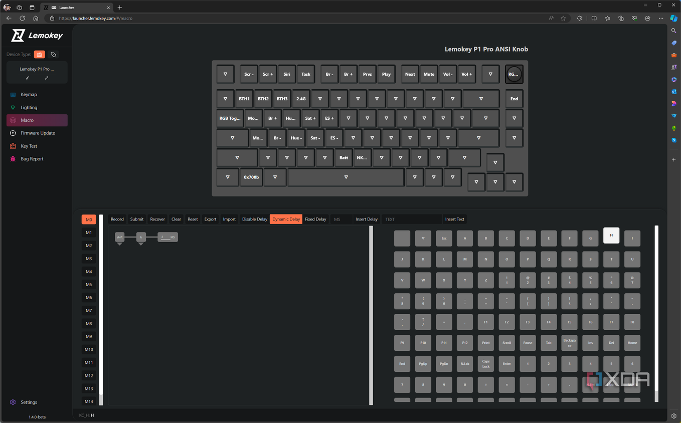 Macro creation in the Lemokey Launcher software