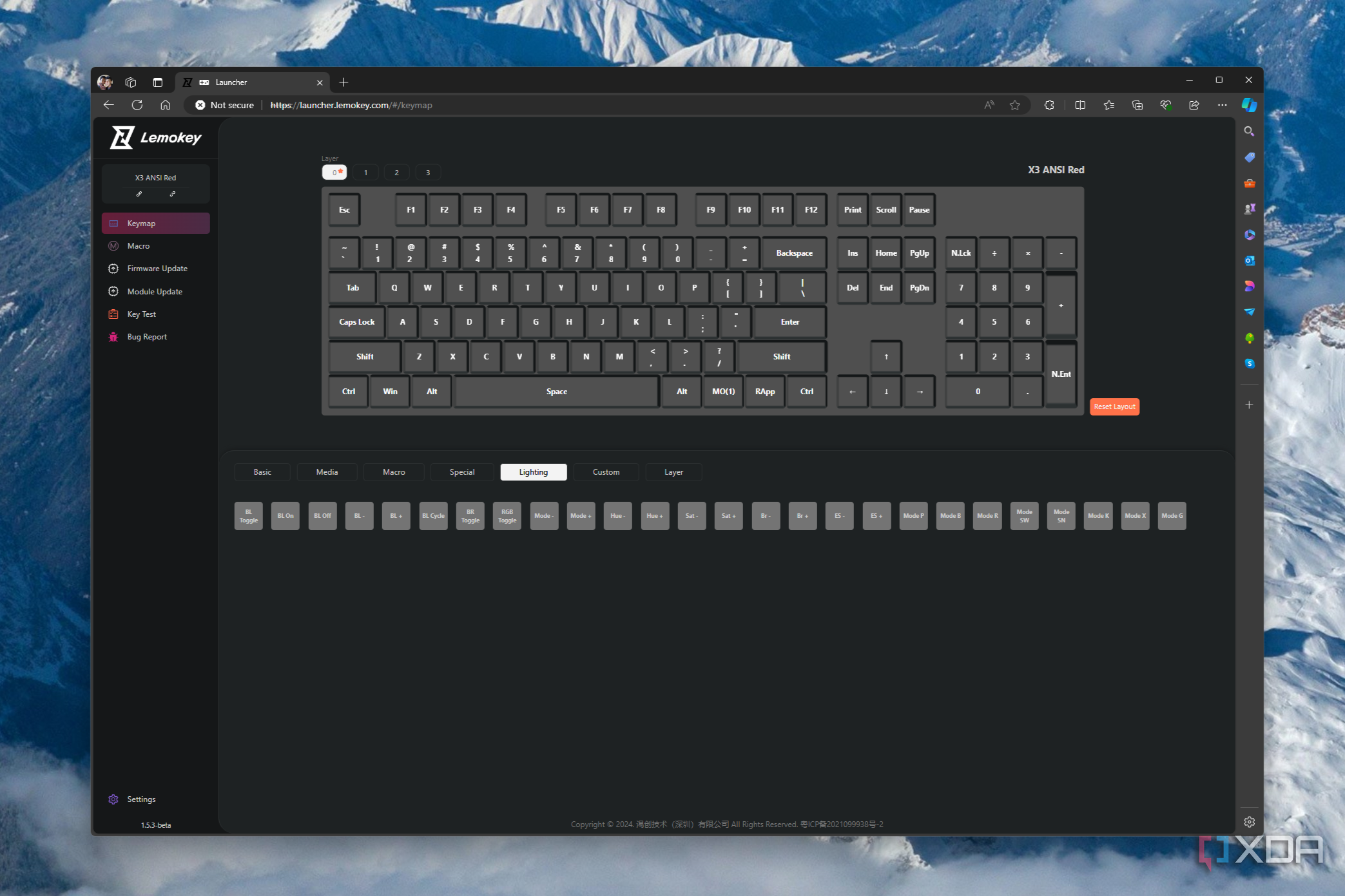 Screenshot of Lemokey launcher remap settings for the Lemokey X3