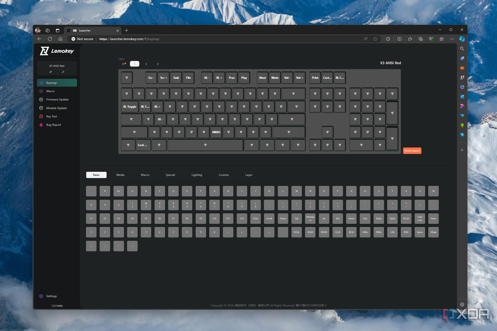 Screenshot of Lemokey launcher remap settings for the Lemokey X3