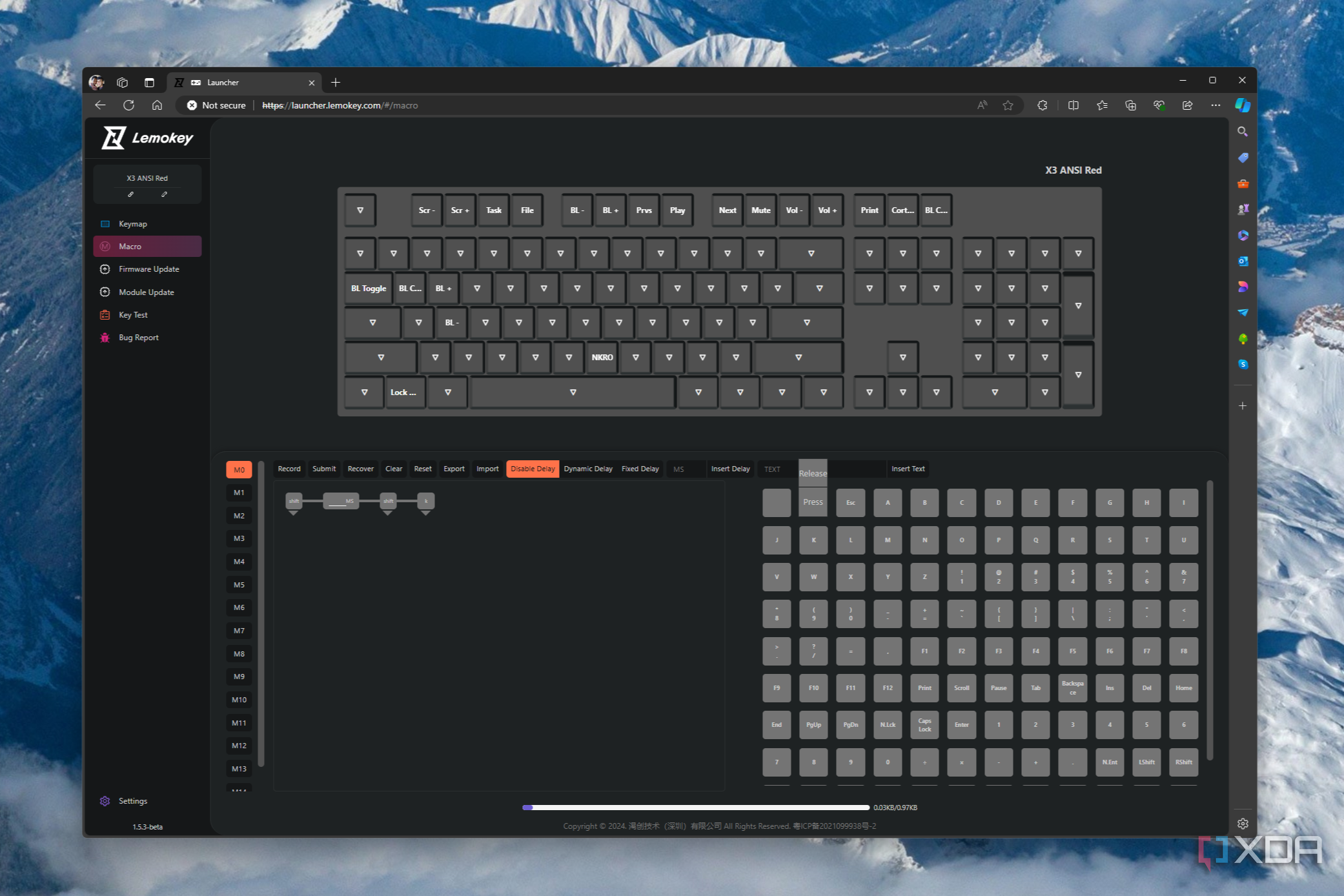 Screenshot of Lemokey launcher macro settings for the Lemokey X3