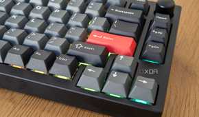 Close-up of the arrow keys on the Lemokey P1 Pro with RGB lighting under the keys