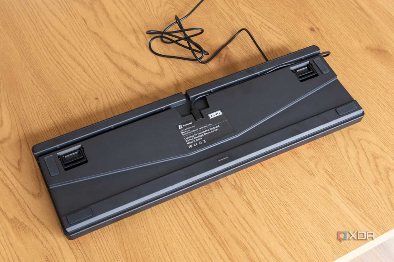 Angled view of the Lemokey X3 facing down on a table