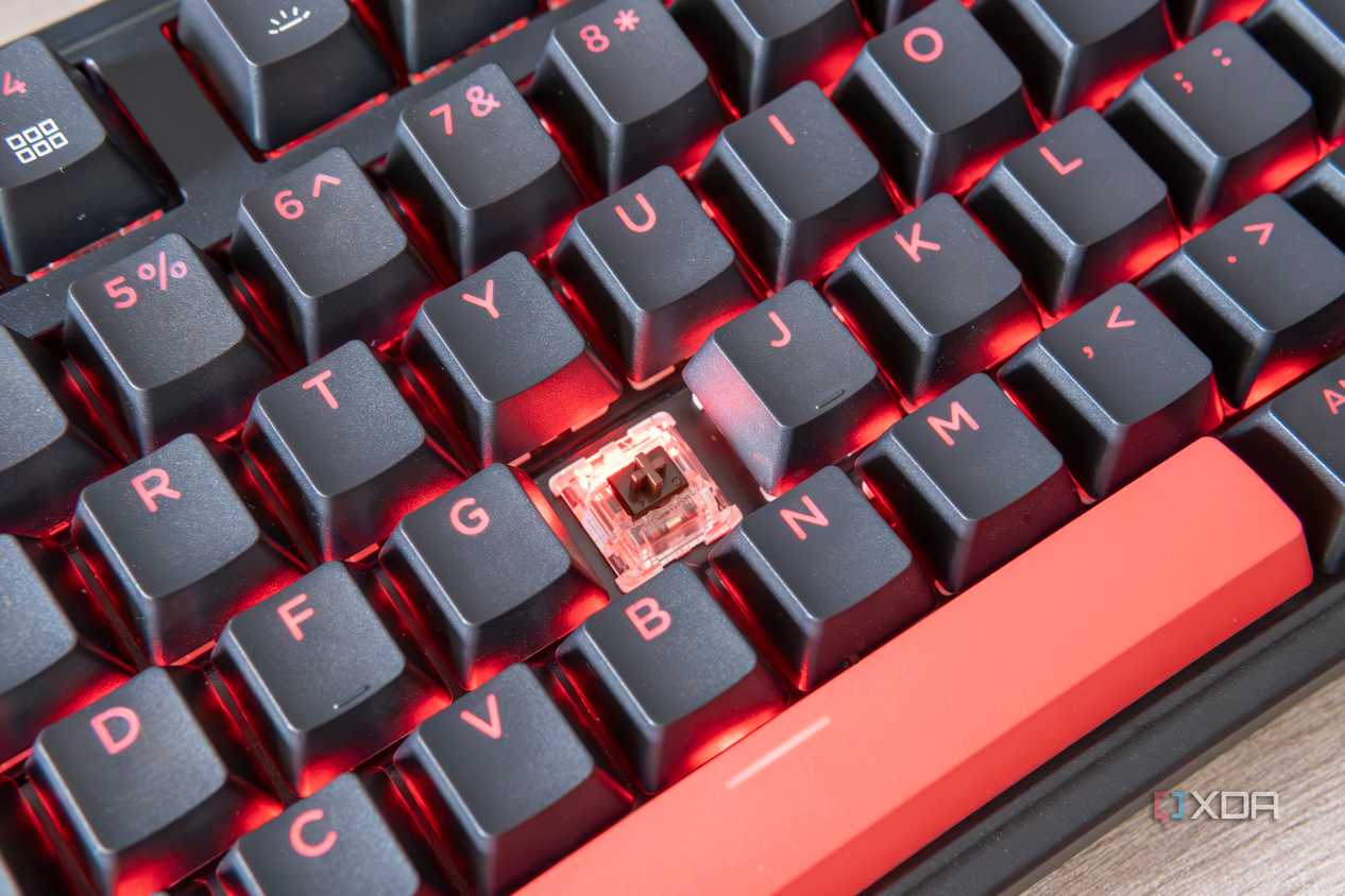 Close-up view of a switch on the Lemokey X3 seen from the left side