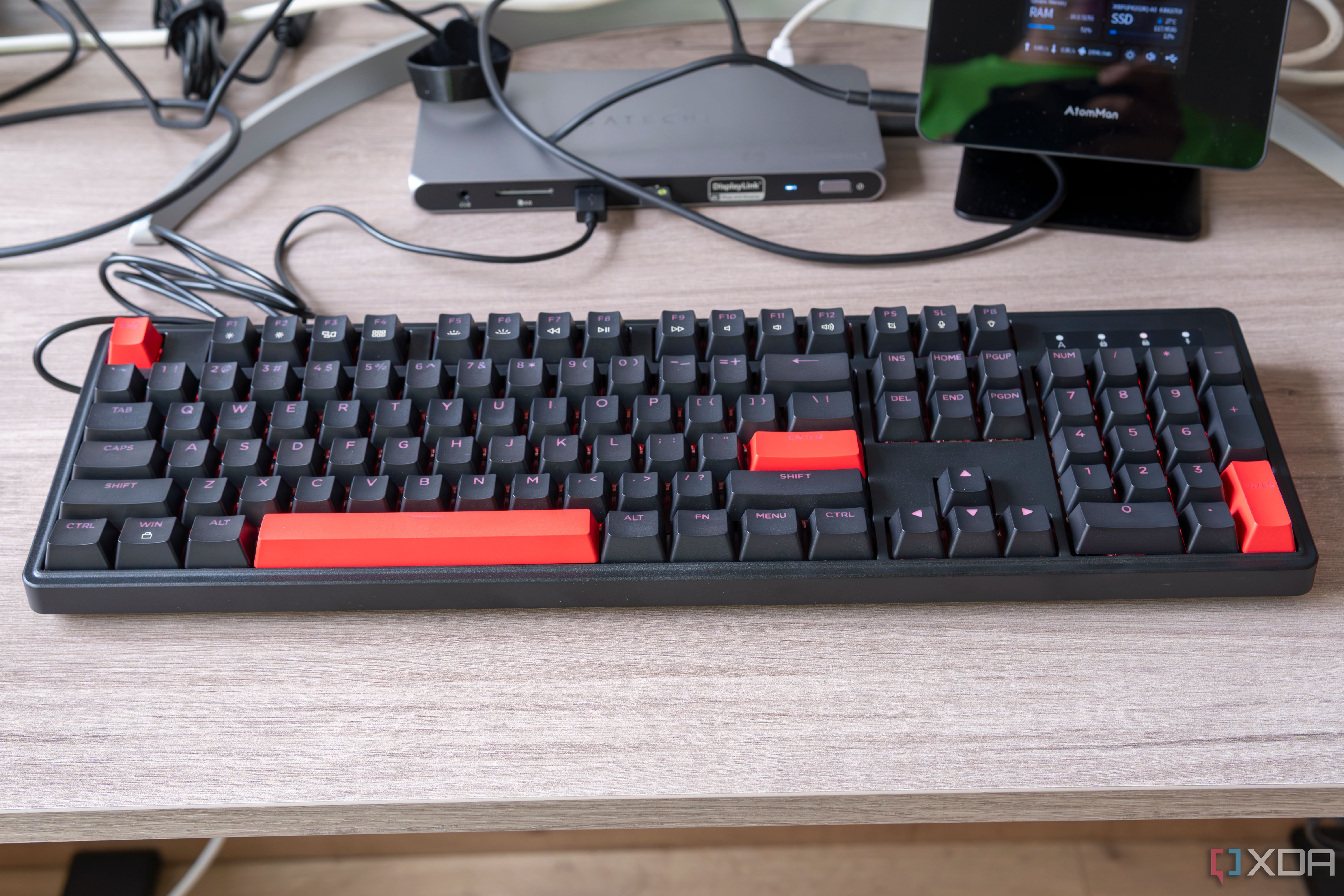 Angled front view of the Lemokey X3 connected to a computer