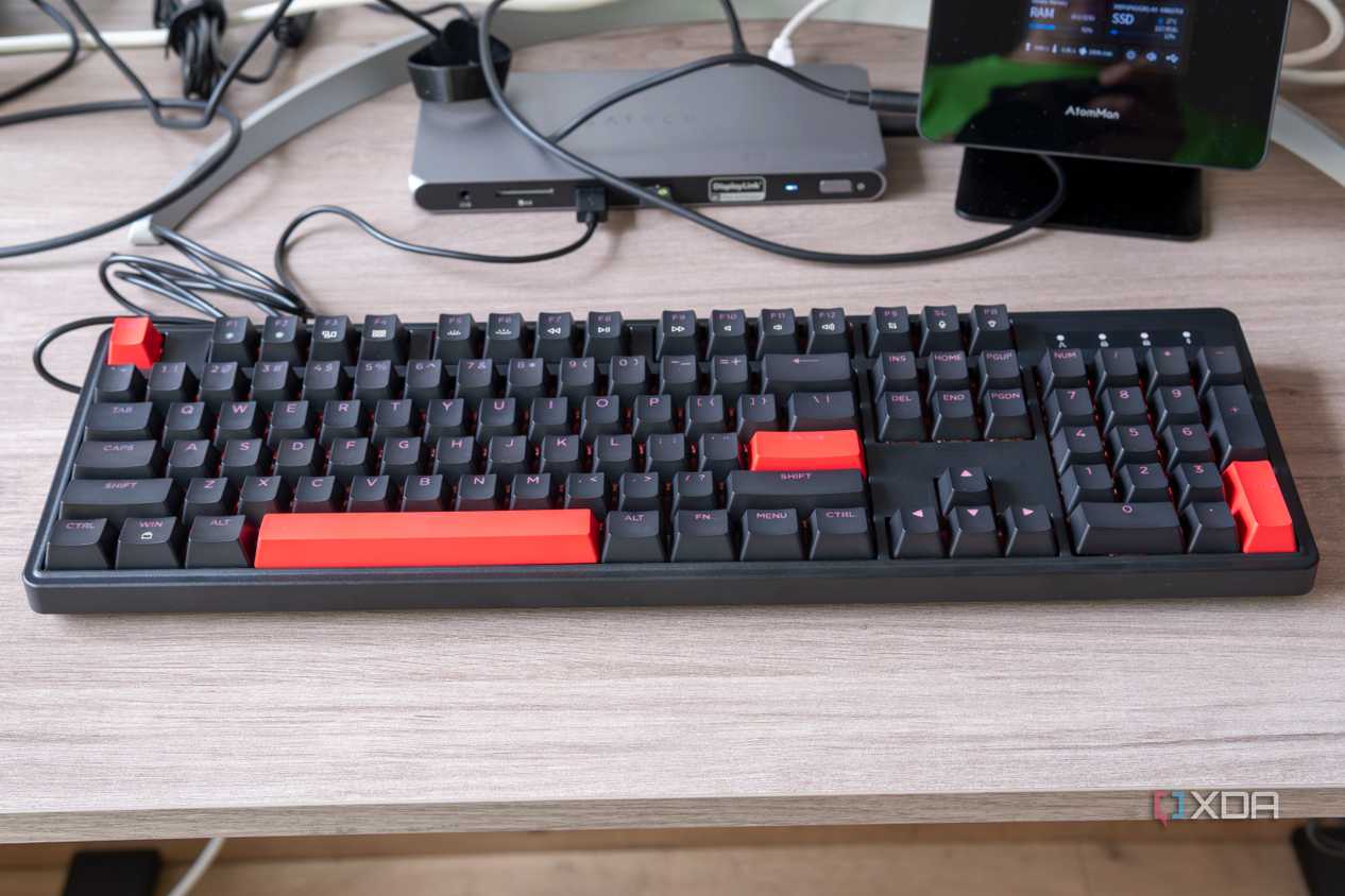 Angled front view of the Lemokey X3 connected to a computer