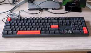 Angled front view of the Lemokey X3 connected to a computer