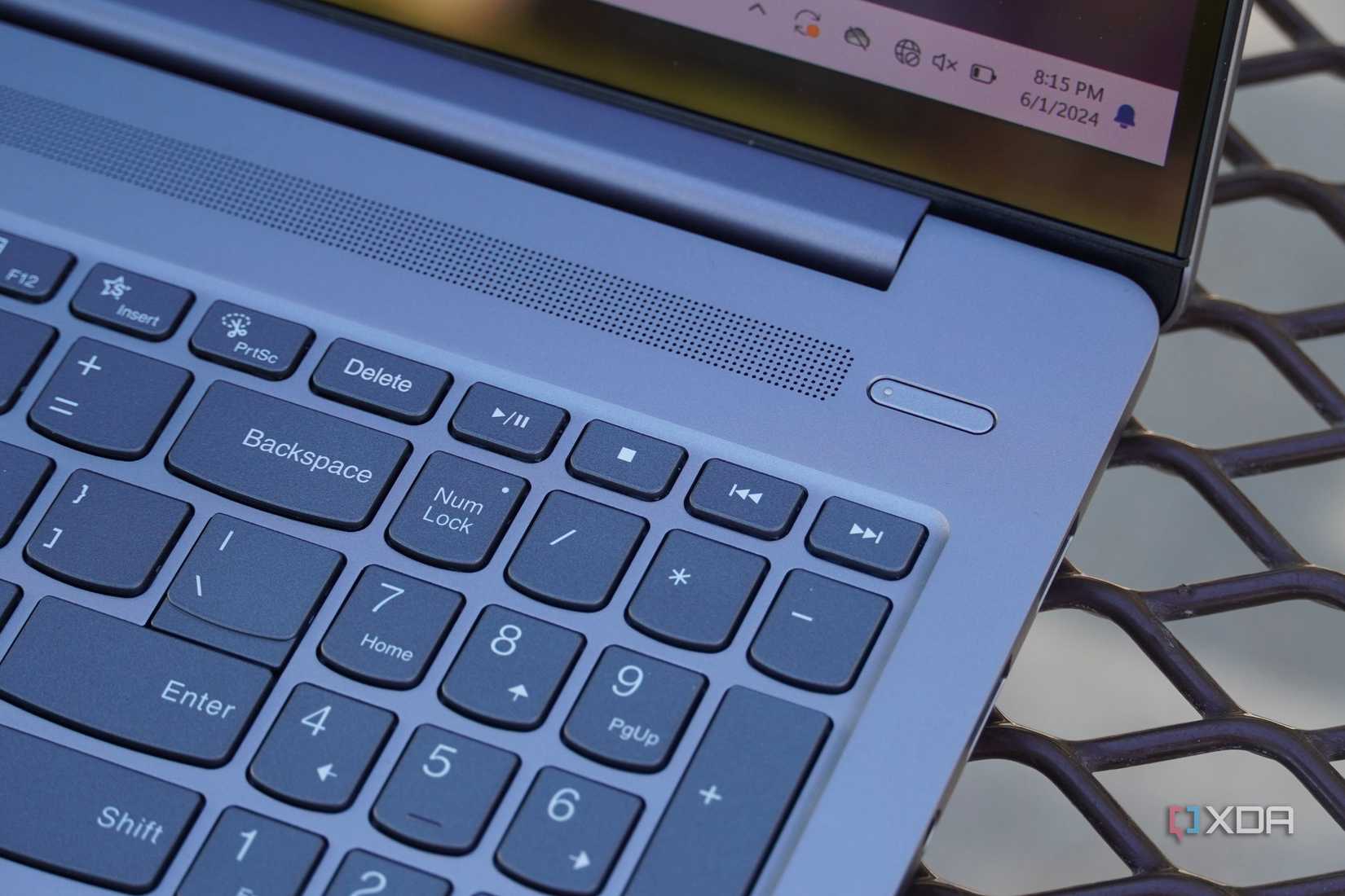 The power button and speaker bar on the IdeaPad Pro 5i.