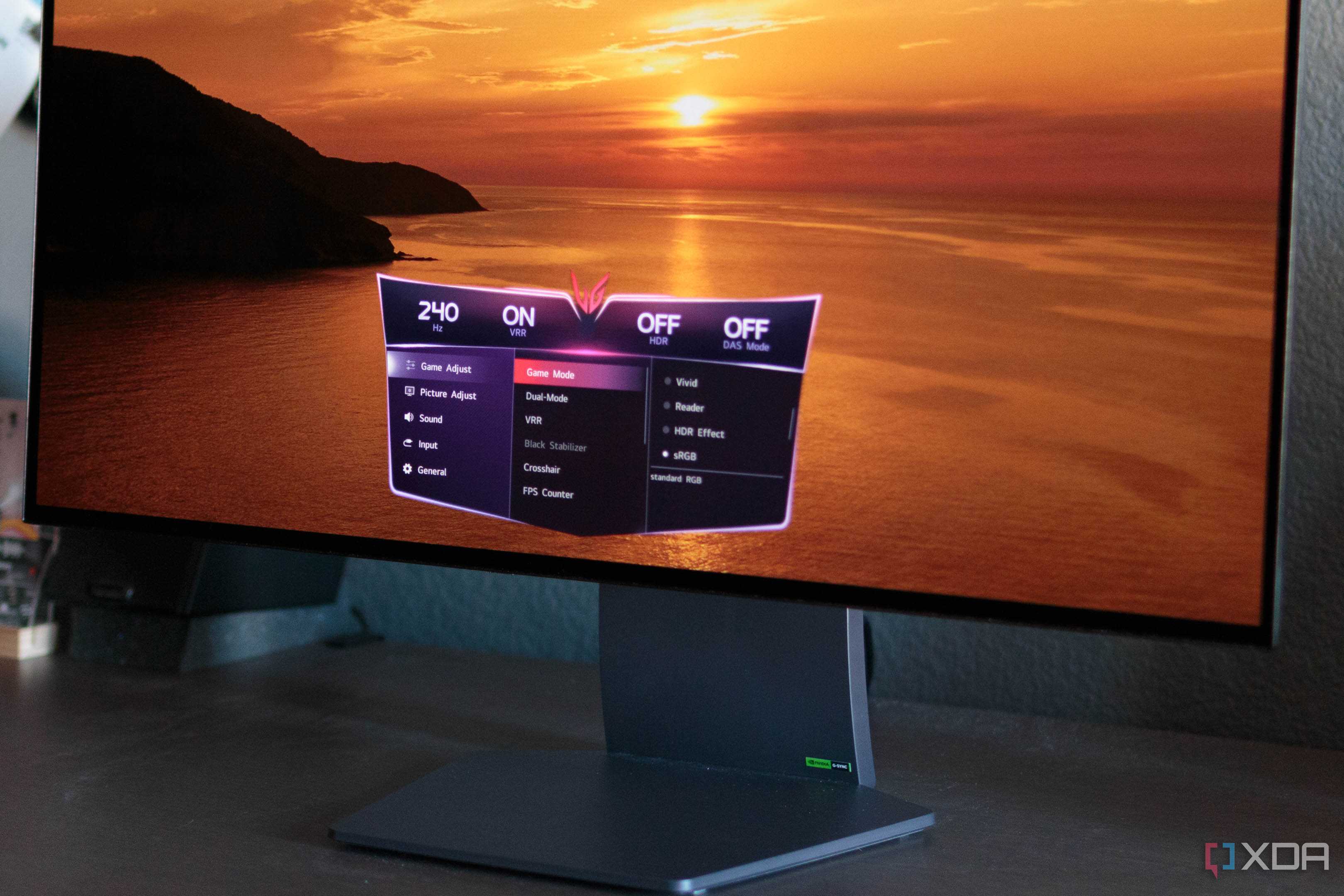 The on-screen menu for the LG 32GS95UE.