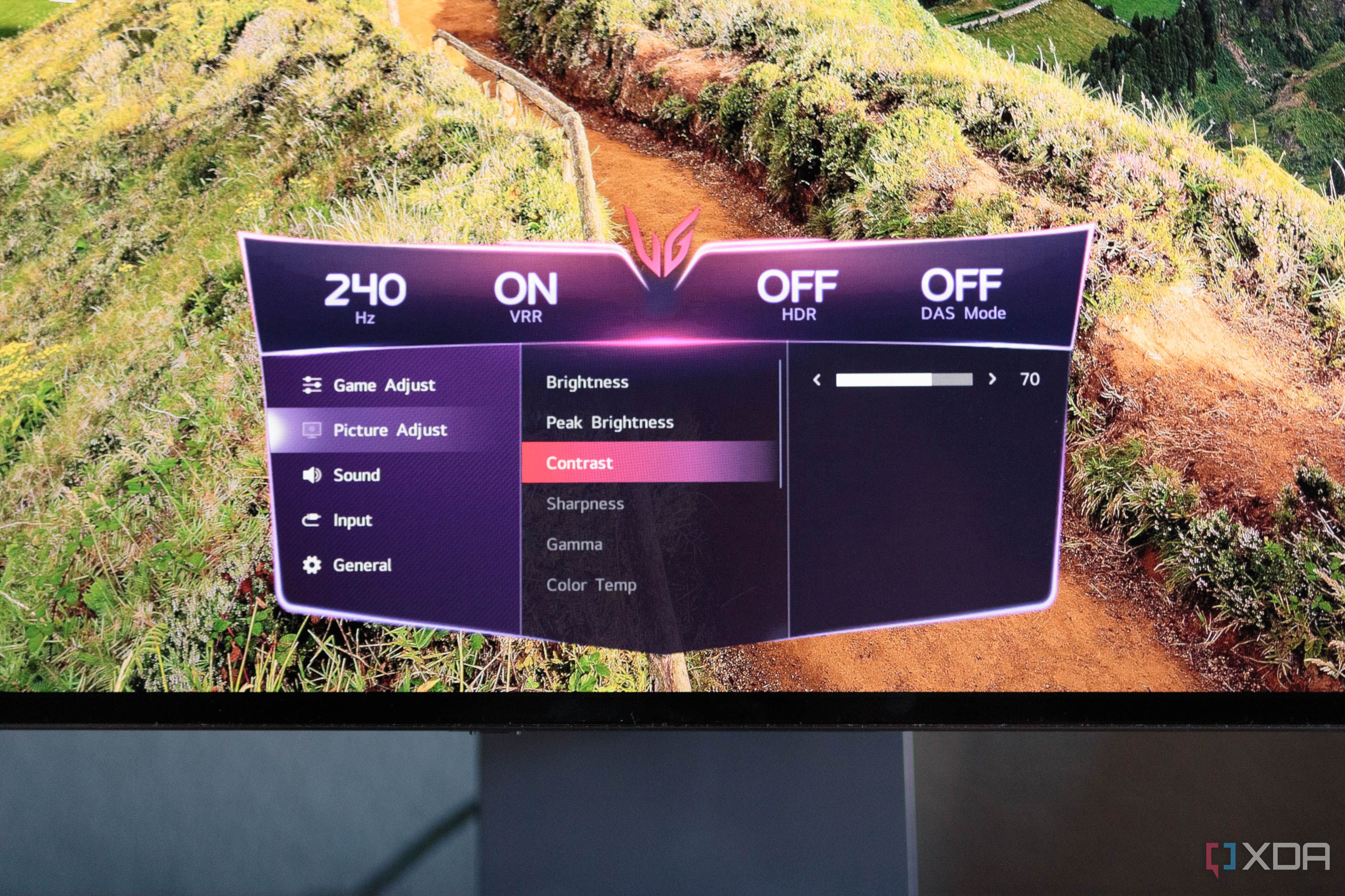 The picture adjustments menu on the LG 32GS95UE.