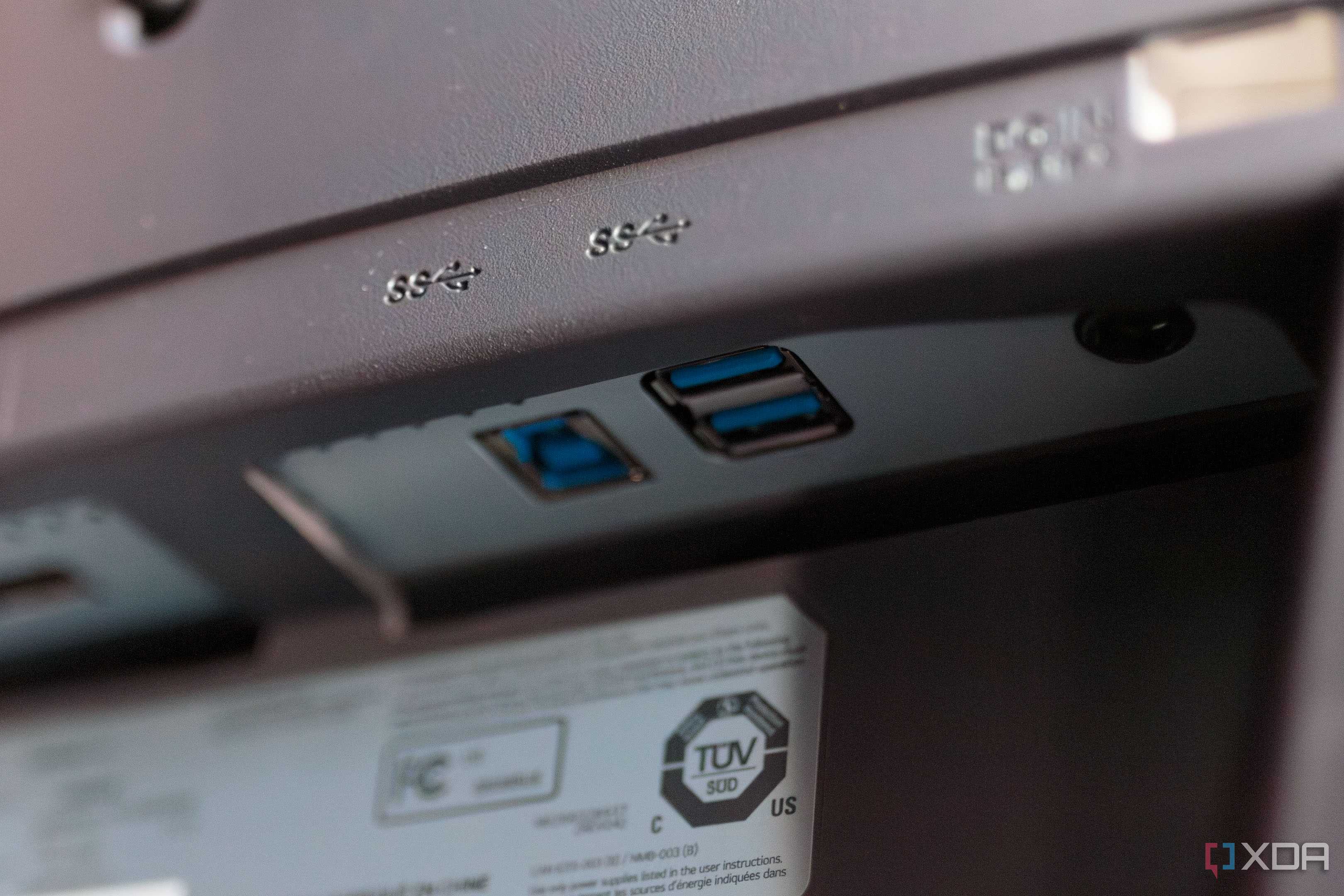 The USB ports on the LG 32GS95UE.