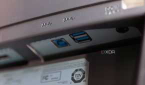 The USB ports on the LG 32GS95UE.